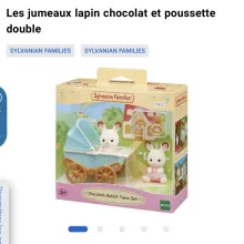 Sylvanian - les jumeaux lapin chocolat et poussette double